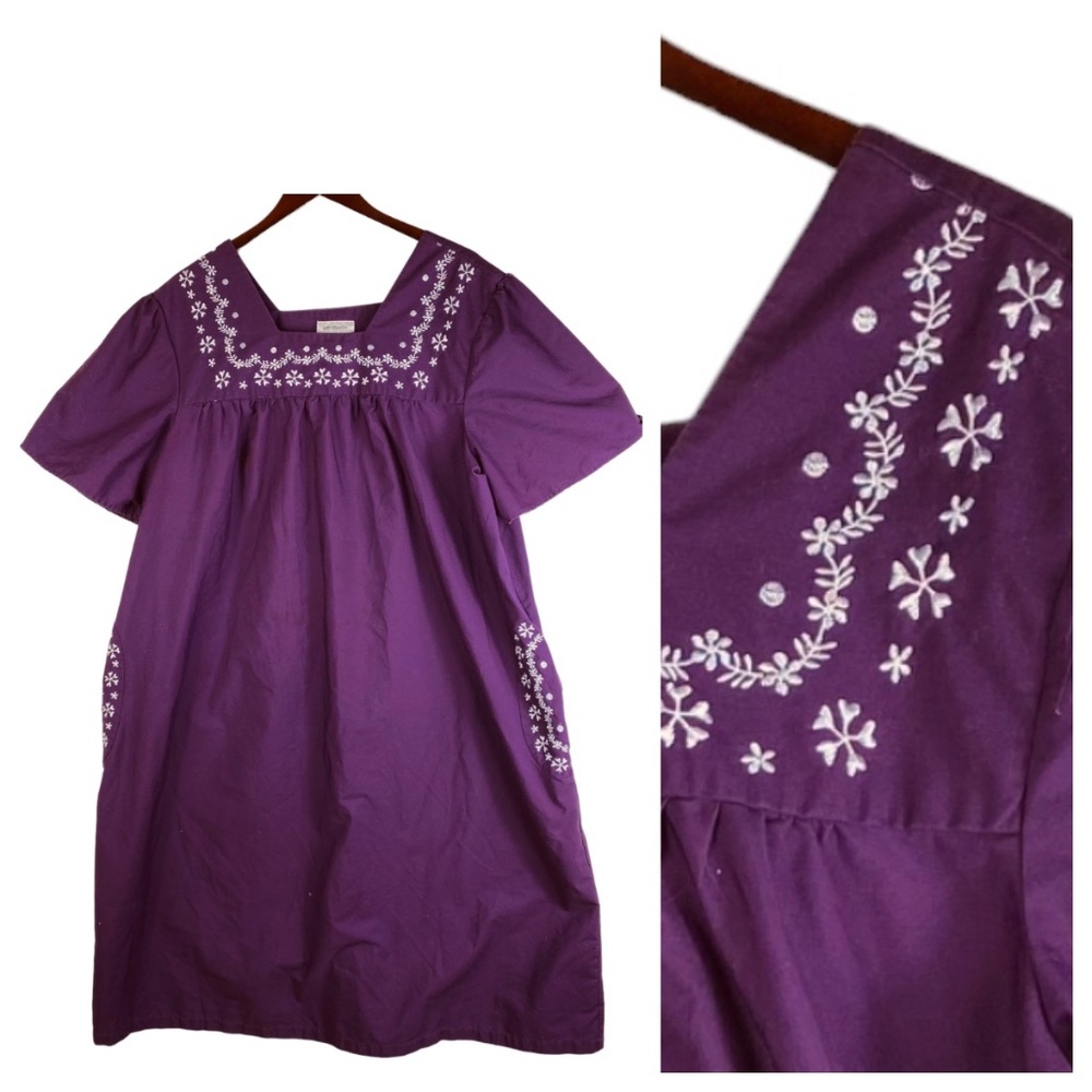 CW Classics Mumu House Lounge Dress Midi 2X Purple/floral , clean and ready